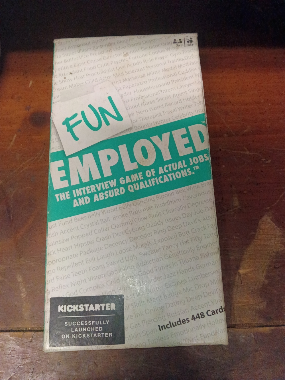 Mattel FUN Employed Card Game Teal and White Box